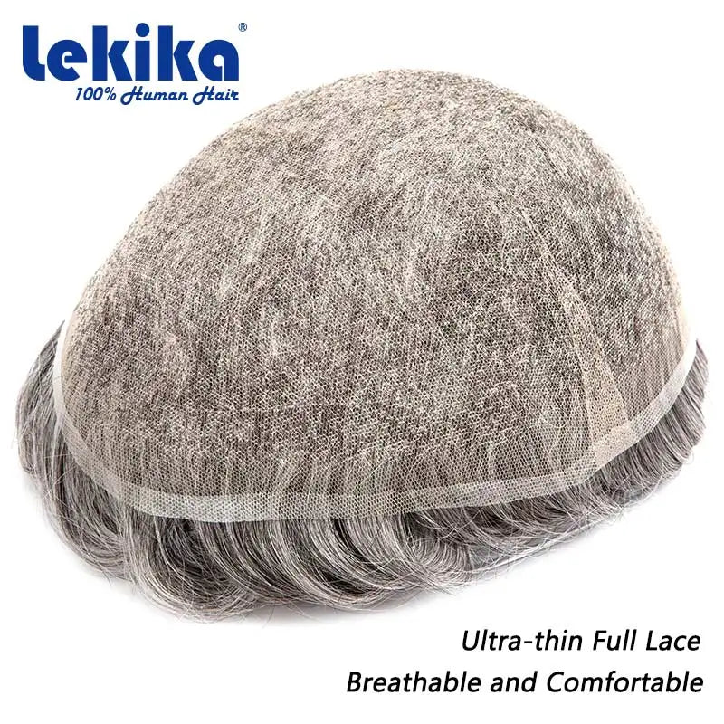 Swiss Lace Toupee Ultra-thin Lace Ultra Delicate Male Hair Prosthesis Breathable 100% Natural Human Hair System Unit Mens Wig