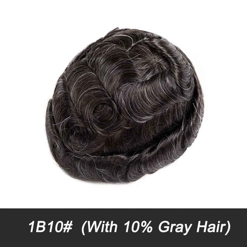 Swiss Lace Toupee Ultra-thin Lace Ultra Delicate Male Hair Prosthesis Breathable 100% Natural Human Hair System Unit Mens Wig