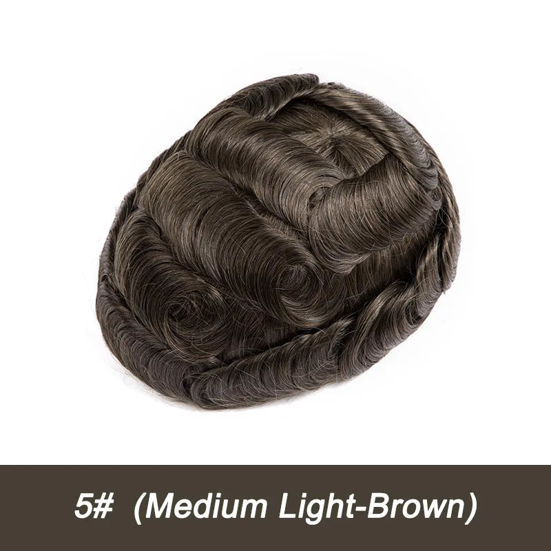 Swiss Lace Toupee Ultra-thin Lace Ultra Delicate Male Hair Prosthesis Breathable 100% Natural Human Hair System Unit Mens Wig