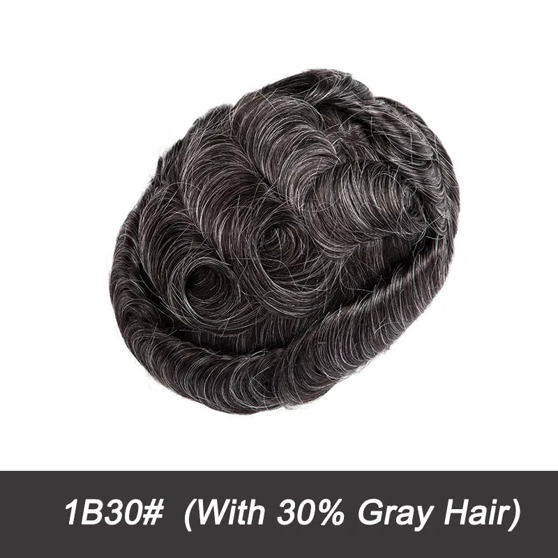Swiss Lace Toupee Ultra-thin Lace Ultra Delicate Male Hair Prosthesis Breathable 100% Natural Human Hair System Unit Mens Wig