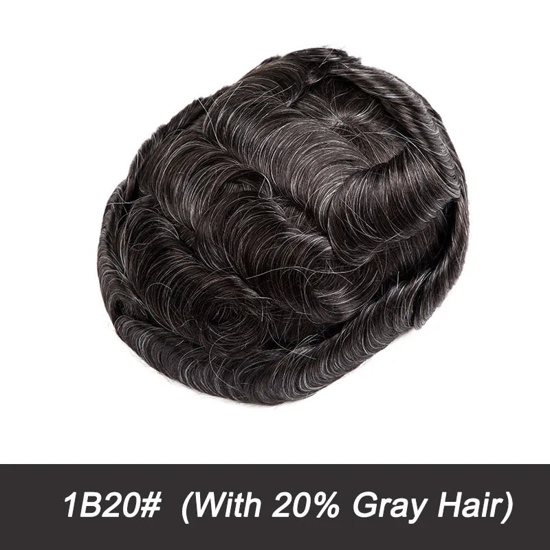 Swiss Lace Toupee Ultra-thin Lace Ultra Delicate Male Hair Prosthesis Breathable 100% Natural Human Hair System Unit Mens Wig