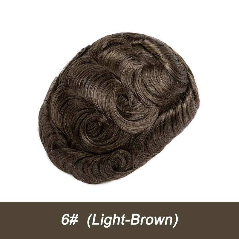 Swiss Lace Toupee Ultra-thin Lace Ultra Delicate Male Hair Prosthesis Breathable 100% Natural Human Hair System Unit Mens Wig