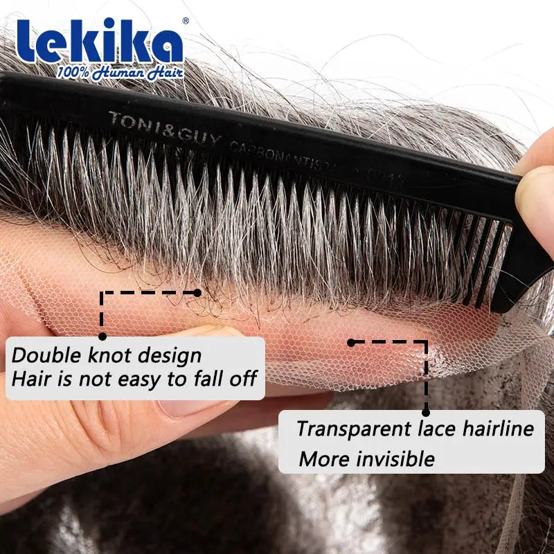 Swiss Lace Toupee Ultra-thin Lace Ultra Delicate Male Hair Prosthesis Breathable 100% Natural Human Hair System Unit Mens Wig