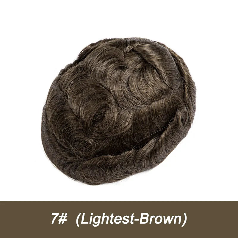 Swiss Lace Toupee Ultra-thin Lace Ultra Delicate Male Hair Prosthesis Breathable 100% Natural Human Hair System Unit Mens Wig
