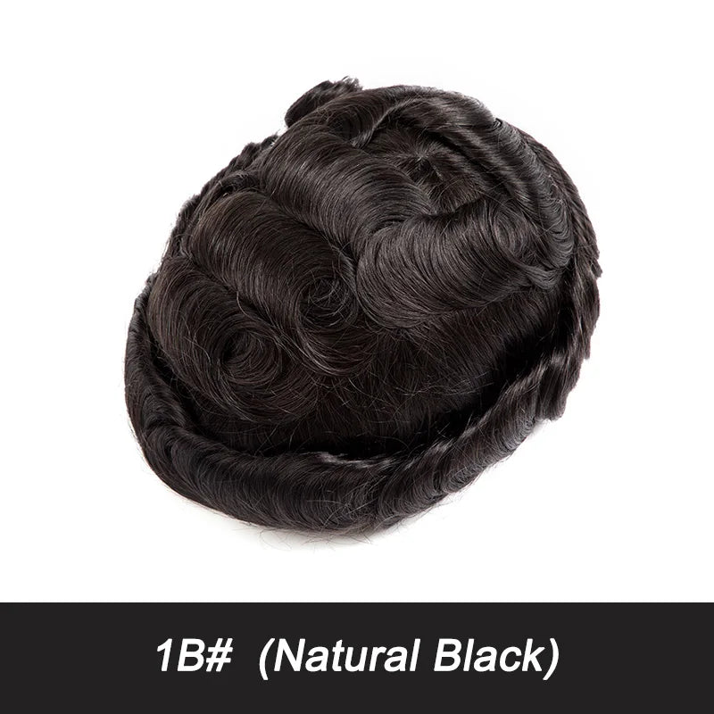 Swiss Lace Toupee Ultra-thin Lace Ultra Delicate Male Hair Prosthesis Breathable 100% Natural Human Hair System Unit Mens Wig