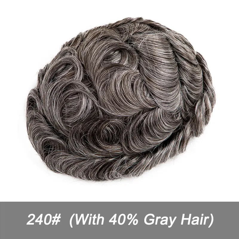 Swiss Lace Toupee Ultra-thin Lace Ultra Delicate Male Hair Prosthesis Breathable 100% Natural Human Hair System Unit Mens Wig