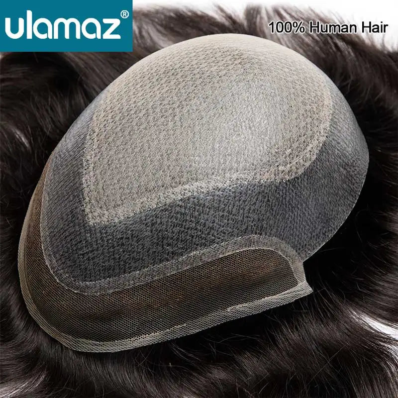 Male Hair Prosthesis Lace & Skin Toupee Men Wig Diamond Lace Hairpiece Natural Wig For Men Invisiable Knots Man Wig Human Hair