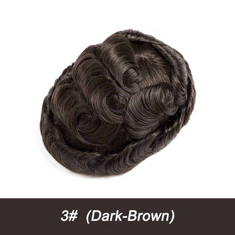 Swiss Lace Toupee Ultra-thin Lace Ultra Delicate Male Hair Prosthesis Breathable 100% Natural Human Hair System Unit Mens Wig