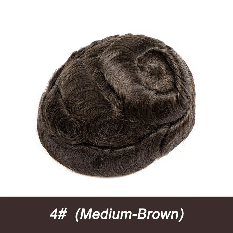 Swiss Lace Toupee Ultra-thin Lace Ultra Delicate Male Hair Prosthesis Breathable 100% Natural Human Hair System Unit Mens Wig