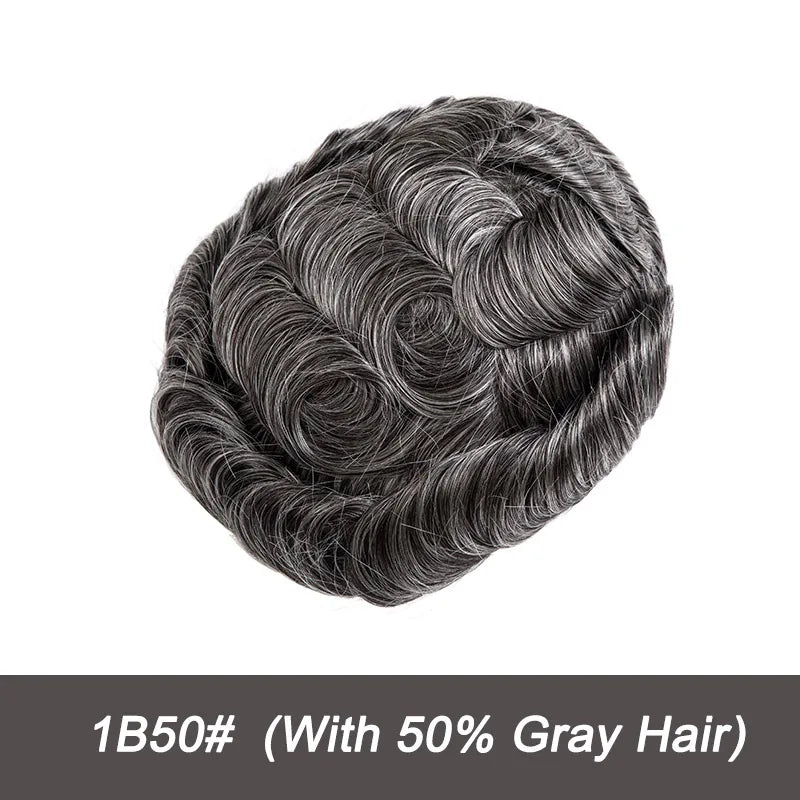 Swiss Lace Toupee Ultra-thin Lace Ultra Delicate Male Hair Prosthesis Breathable 100% Natural Human Hair System Unit Mens Wig