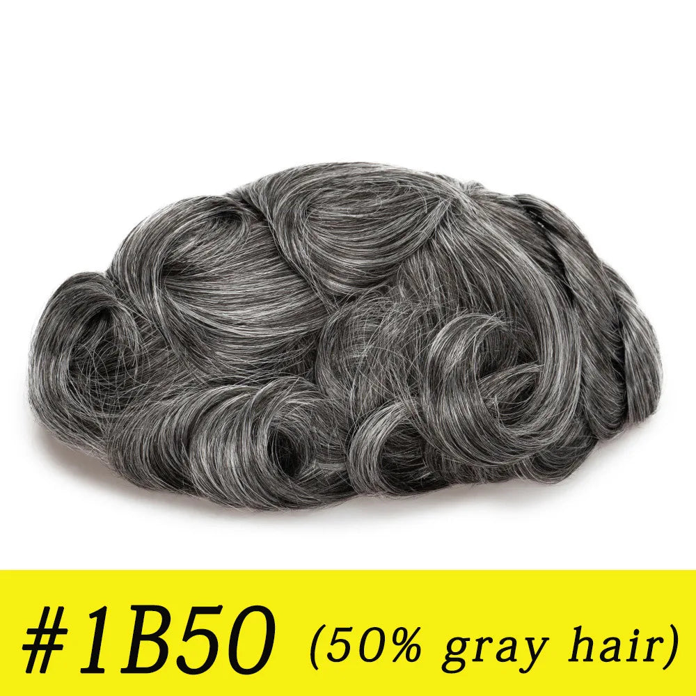 Herren-Haartoupet mit unsichtbarem Swiss Lace Front & Skin-Basis

Hochwertiges Haarsystem mit gebleichtem Haaransatz, Swiss Lace Front und Skin-Basis – für einen nahtlosen, natürlichen Hollywood-Look.
100 % Echthaar, id