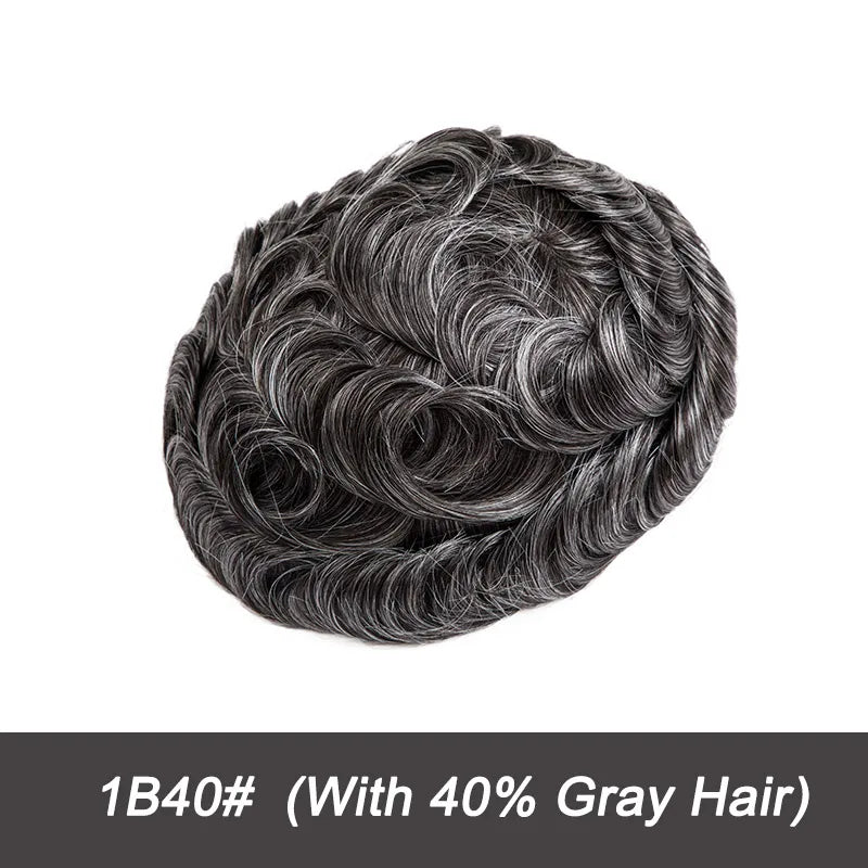 Swiss Lace Toupee Ultra-thin Lace Ultra Delicate Male Hair Prosthesis Breathable 100% Natural Human Hair System Unit Mens Wig