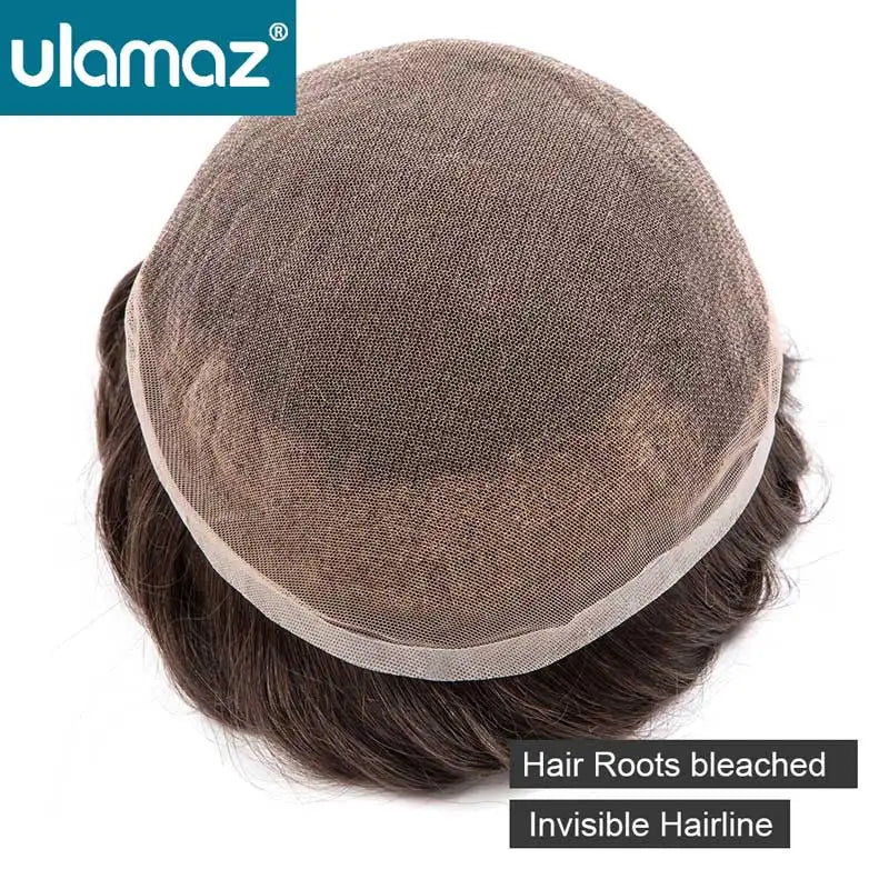 Bleach Knots Lace Front Male Hair Prosthesis Man Wig Human Hair French Lace Toupee Wigs For Men Full Lace Hair System Men's Wig