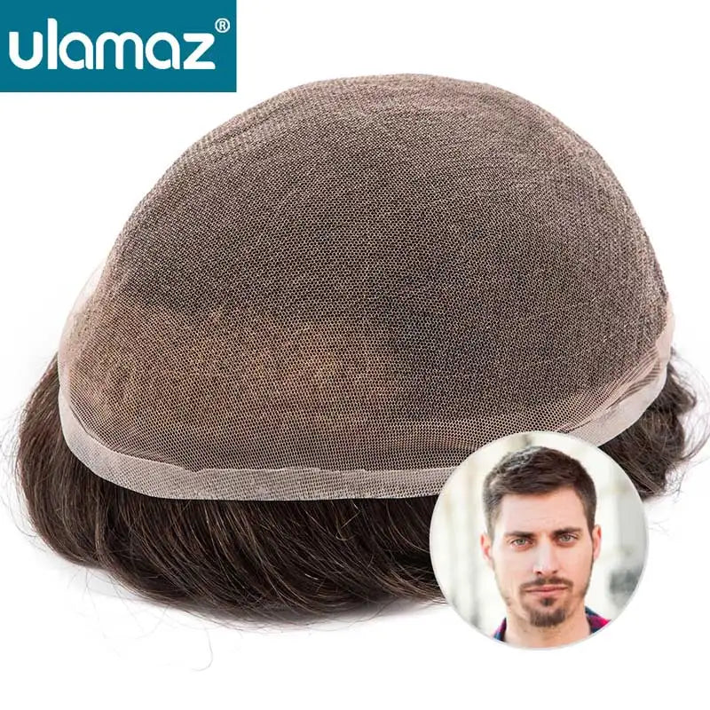 Bleach Knots Lace Front Male Hair Prosthesis Man Wig Human Hair French Lace Toupee Wigs For Men Full Lace Hair System Men's Wig