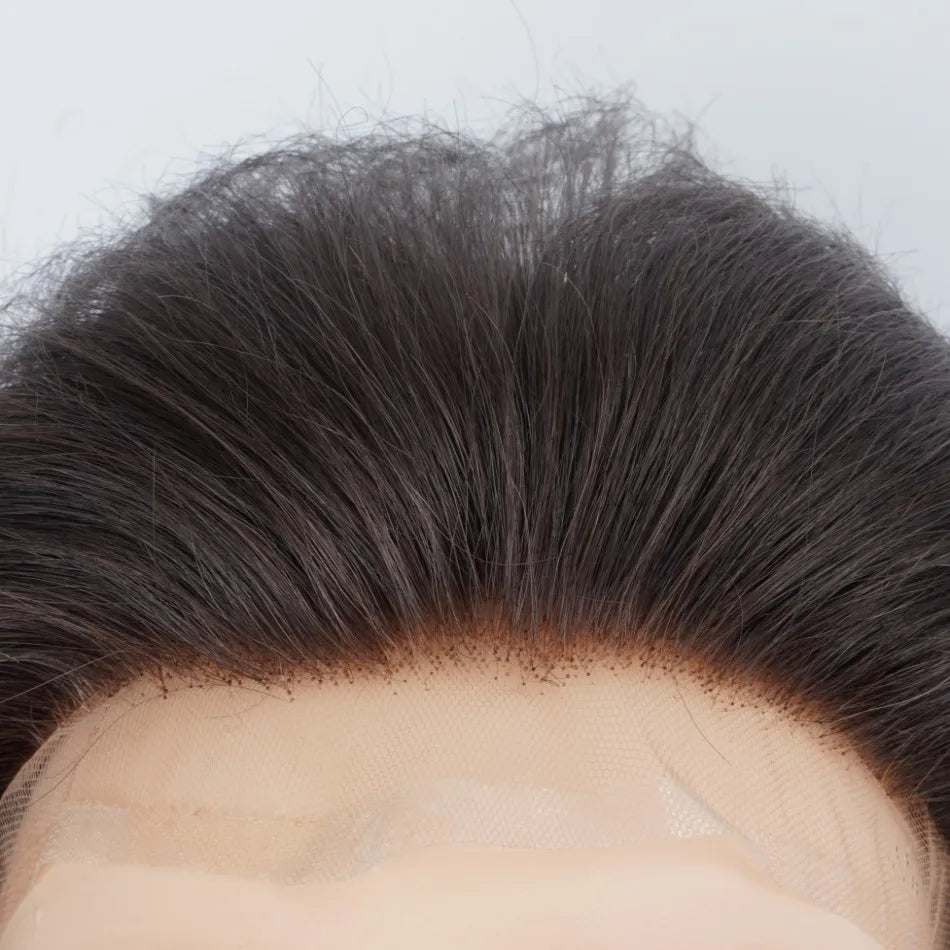 "Vollständiges Schweizer Spitzen-Haartoupet für Männer – Männliche Perücke mit unsichtbarem, gebleichtem Haaransatz, weichem Kapillarsystem, Haarersatzsystem für Männer"